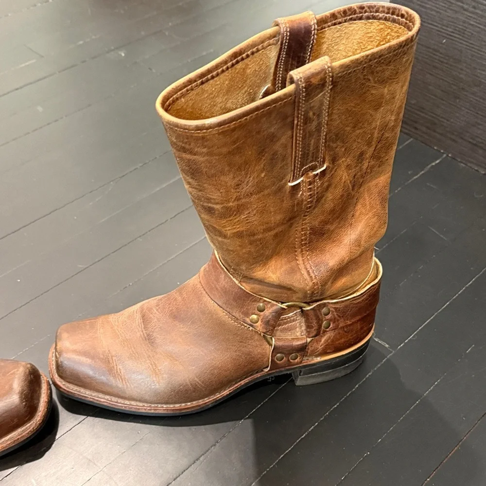 Frye Brown Leather Harness Cowboy Boots MENS SIZE 11 - Picture 7 of 11